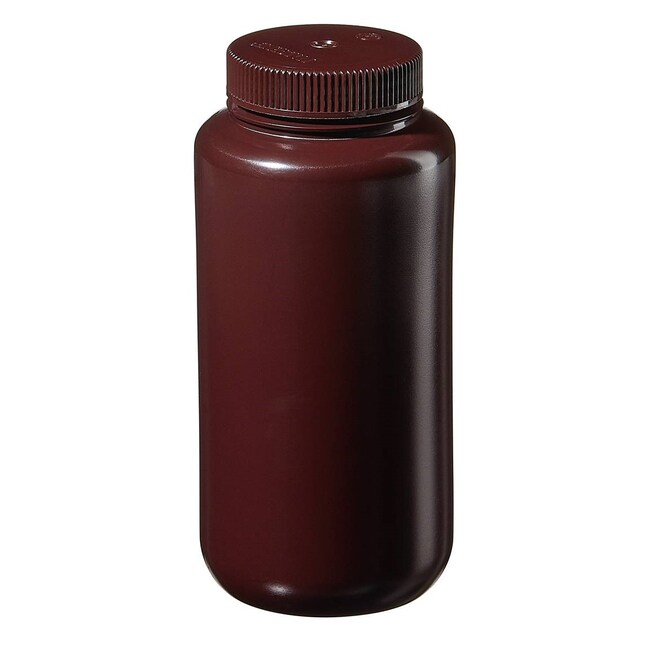 Nalgene&trade; Wide-Mouth Amber HDPE Economy Bottles with Closure