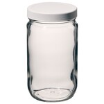 Wide-Mouth Tall-Profile Clear Glass Jars with Closure