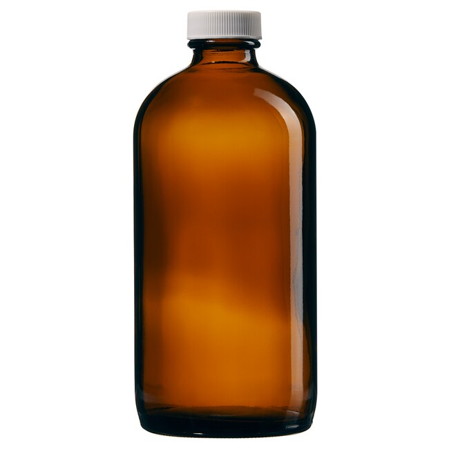 I-Chem&trade; Boston 圆形窄口带盖琥珀色玻璃瓶
