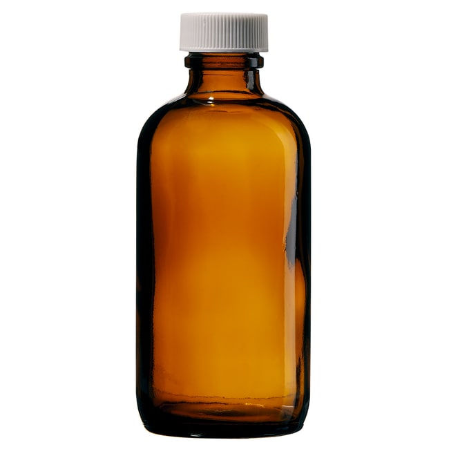 I-Chem&trade; Boston Round Narrow-Mouth Amber Glass Bottles with Closure