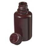 Nalgene&trade; Boston 圆形窄口不透明琥珀色 HDPE 带盖瓶：散装