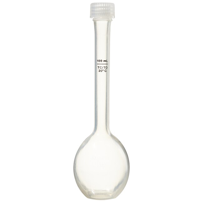 Nalgene&trade; Class B Polymethypentene (PMP) Volumetric Flasks with Screw Caps