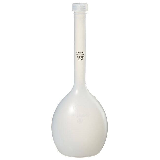 带盖 Nalgene&trade; B 级聚丙烯共聚物容量瓶