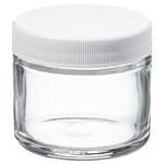 Wide-Mouth Short-Profile Clear Glass Jars with Closure
