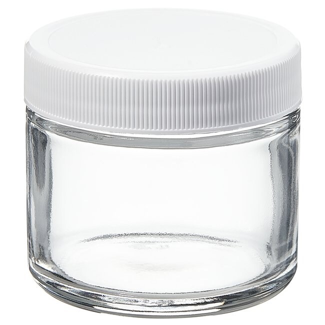 Wide-Mouth Short-Profile Clear Glass Jars with Closure