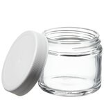 Wide-Mouth Short-Profile Clear Glass Jars with Closure