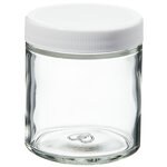 Wide-Mouth Short-Profile Clear Glass Jars with Closure