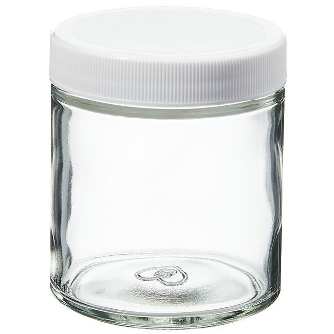 Wide-Mouth Short-Profile Clear Glass Jars with Closure