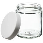 Wide-Mouth Short-Profile Clear Glass Jars with Closure