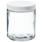 Wide-Mouth Short-Profile Clear Glass Jars with Closure