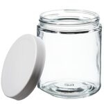 Wide-Mouth Short-Profile Clear Glass Jars with Closure