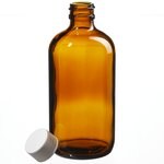 I-Chem&trade; Boston Round Narrow-Mouth Amber Glass Bottles with Closure