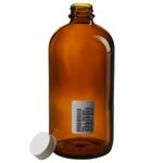 I-Chem&trade; Boston Round Narrow-Mouth Amber Glass Bottles with Closure