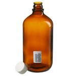 I-Chem&trade; Boston 圆形窄口带盖琥珀色玻璃瓶