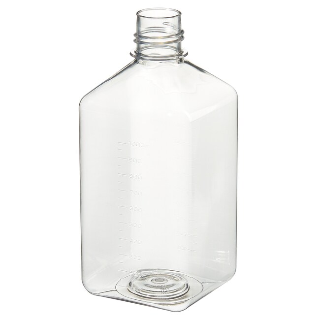 Nalgene&trade; Square PET Media Bottles without Closure: Sterile, Shrink-Wrapped Trays