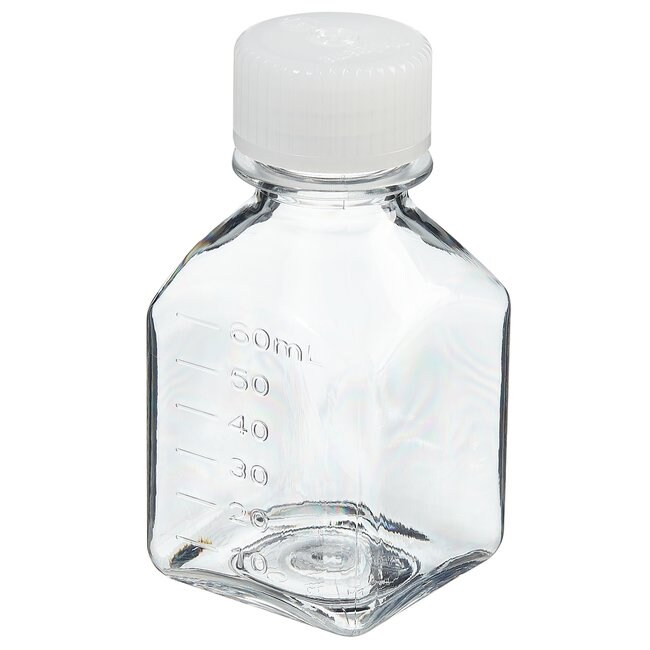 Nalgene&trade; Square PETG Media Bottles with Closure: Nonsterile, Shrink-Wrapped Trays