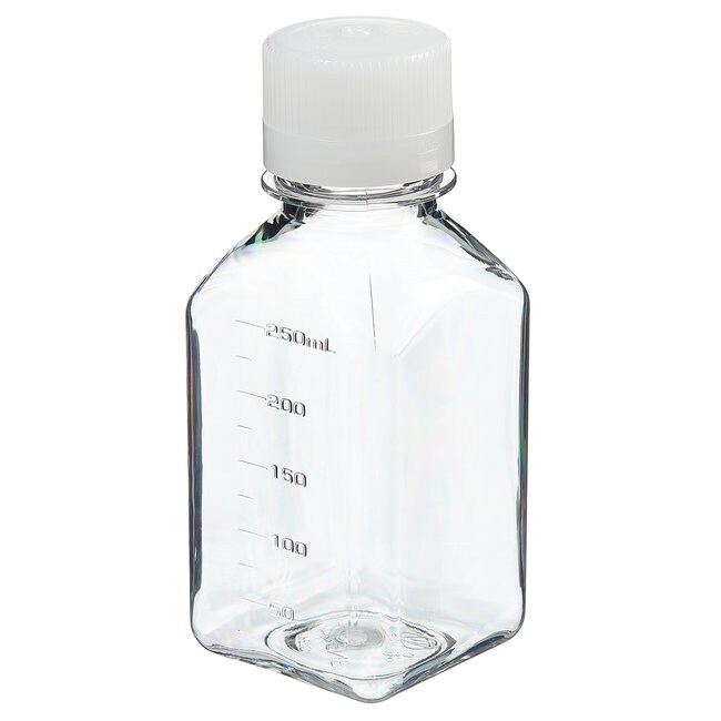 Nalgene&trade; Square PETG Media Bottles with Closure: Nonsterile, Shrink-Wrapped Trays
