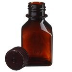 Nalgene&trade; 方形琥珀色 PETG 带盖培养基瓶：非无菌，热塑托盘包装