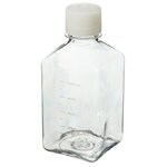 Nalgene&trade; Square PETG Media Bottles with Closure: Sterile, Shrink-Wrapped Trays