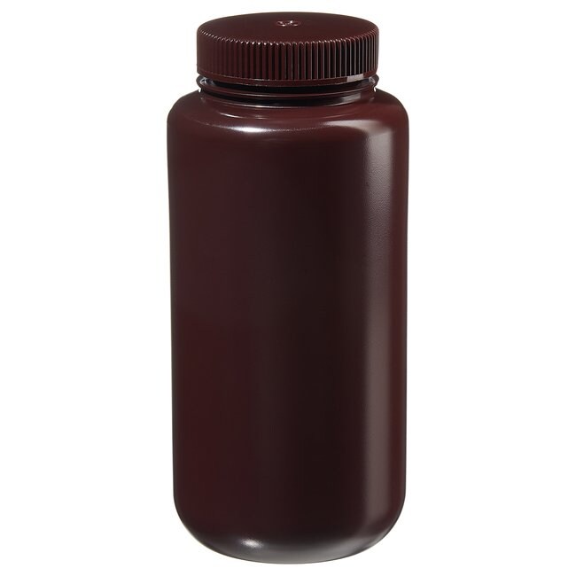 Nalgene&trade; 广口不透明琥珀色 HDPE 带盖包装瓶：散装