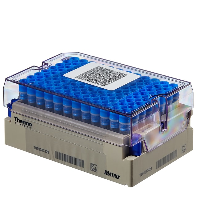 装在带条形码的锁闩架中的 Matrix&trade; 1.0mL 螺旋盖管