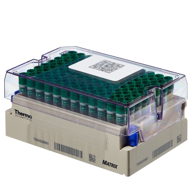 装在带条形码的锁闩架中的 Matrix&trade; 1.0mL 螺旋盖管