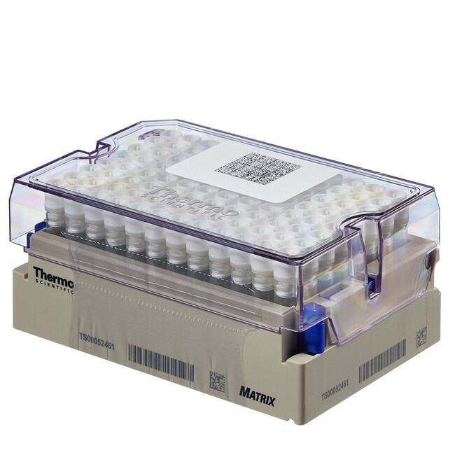 装在带条形码的锁闩架中的 Matrix&trade; 1.0mL 螺旋盖管