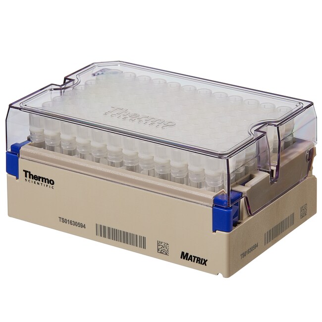 装在带条形码的锁闩架中的 Matrix&trade; 1.0mL 螺旋盖管