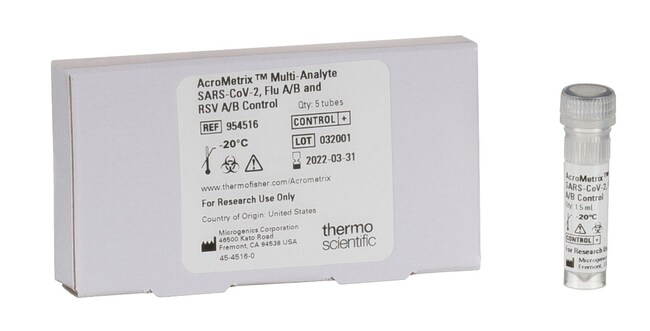 AcroMetrix Multi-Analyte SARS-CoV-2, Flu A/B, RSV A/B Control (RUO)