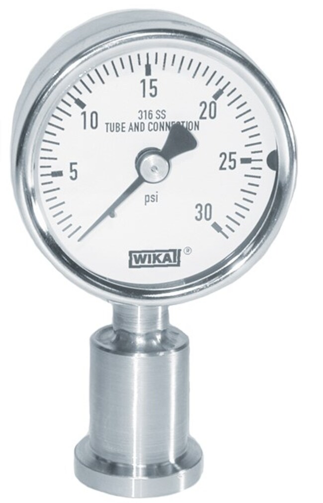 Wika M932.25, 2.5 in. Sanitary Pressure Gauge, 0 to 30 psi, 3/4 Tri-Clamp
