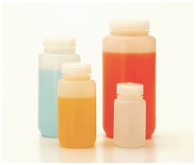 Nalgene&trade; Fluorinated Wide-Mouth HDPE Bottles with Closure