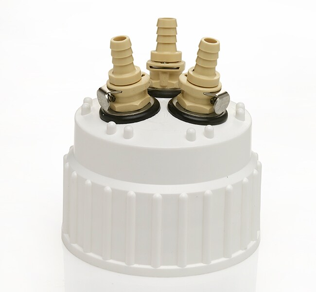 Nalgene&trade; 聚丙烯，TPE 垫圈，瓶盖，83B，3 接口，3/8 英寸