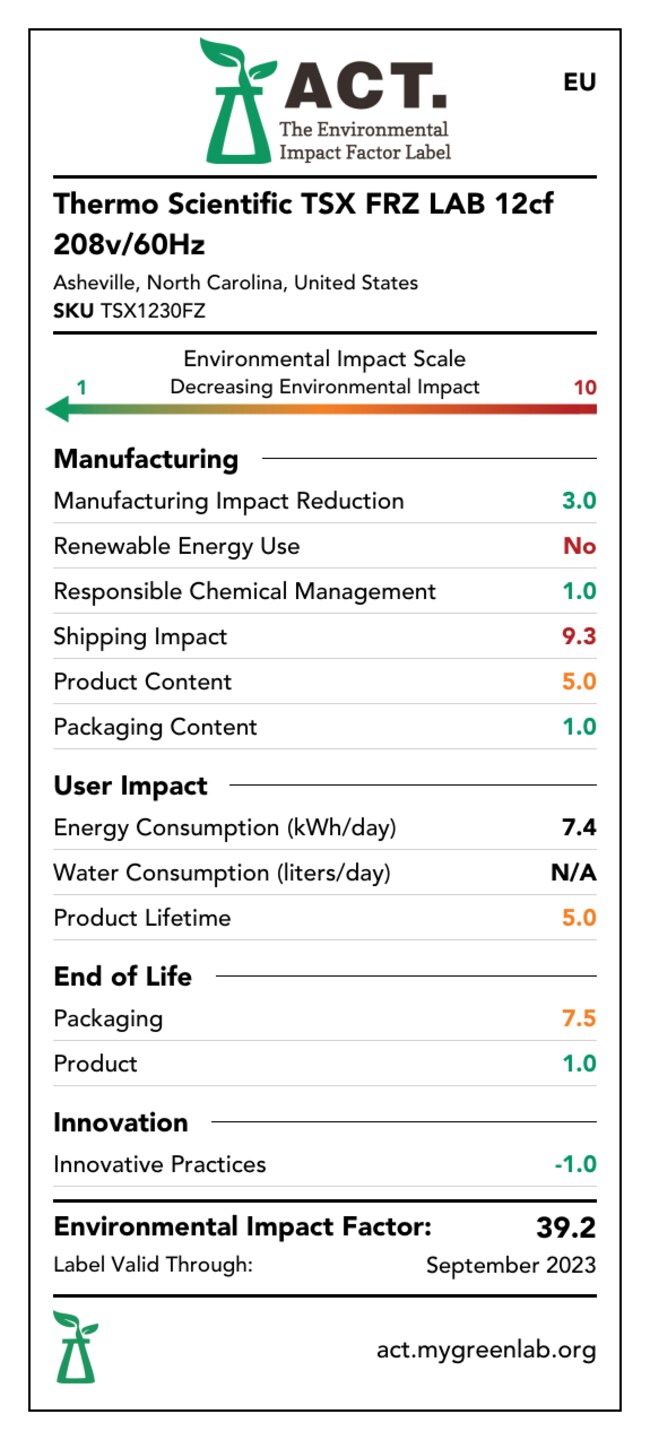 TSX 系列高性能 -30&deg;C 自动除霜冷冻冰箱