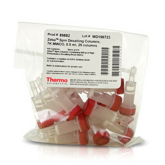 Zeba™ 脱盐离心柱、板和纯化柱,7K MWCO,0.5–100 mL