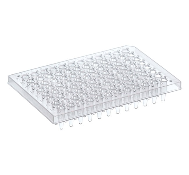 PCR 板，96 孔，半裙边，平面，白色，带条形码