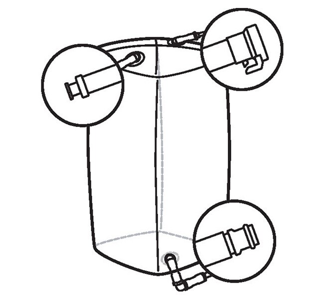 Productainer&trade; 生物工艺容器 (BPC)，50 L，带 2 个顶部端口和 1 个底部端口，3D 一次性