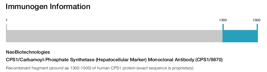 CPS1/Carbamoyl-Phosphate Synthetase (Hepatocellular Marker) Monoclonal Antibody (CPS1/9870)