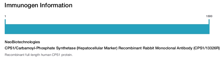 CPS1/Carbamoyl-Phosphate Synthetase (Hepatocellular Marker) Recombinant Rabbit Monoclonal Antibody (CPS1/13326R)