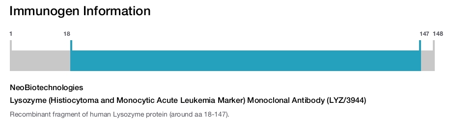 Lysozyme (Histiocytoma and Monocytic Acute Leukemia Marker) Monoclonal Antibody (LYZ/3944)