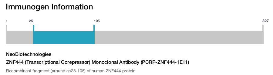 ZNF444 (Transcriptional Corepressor) Monoclonal Antibody (PCRP-ZNF444-1E11)