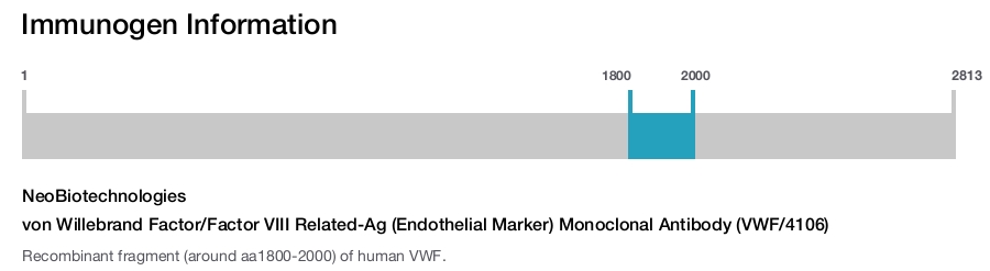 von Willebrand Factor/Factor VIII Related-Ag (Endothelial Marker) Monoclonal Antibody (VWF/4106)