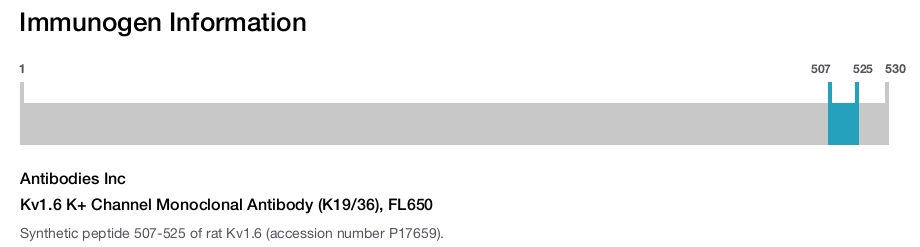 Kv1.6 K+ Channel Monoclonal Antibody (K19/36), FL650