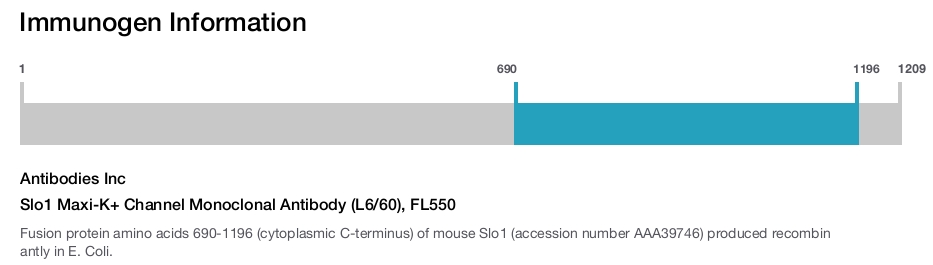 Slo1 Maxi-K+ Channel Monoclonal Antibody (L6/60), FL550