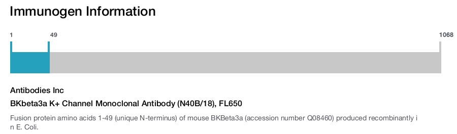BKbeta3a K+ Channel Monoclonal Antibody (N40B/18), FL650