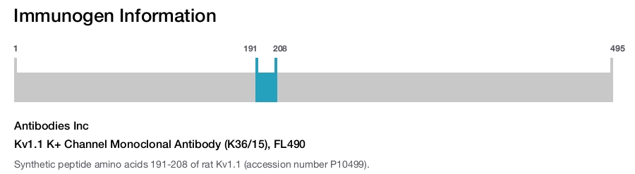 Kv1.1 K+ Channel Monoclonal Antibody (K36/15), FL490