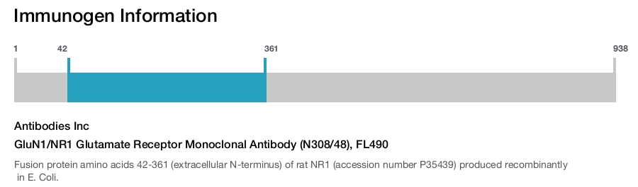 GluN1/NR1 Glutamate Receptor Monoclonal Antibody (N308/48), FL490
