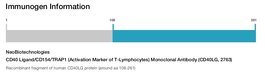 CD40 Ligand/CD154/TRAP1 (Activation Marker of T-Lymphocytes) Monoclonal Antibody (CD40LG, 2763)