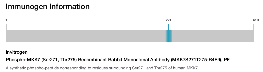 Phospho-MKK7 (Ser271, Thr275) Recombinant Rabbit Monoclonal Antibody (MKK7S271T275-R4F9), PE