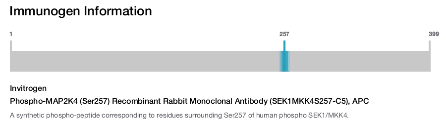 Phospho-MAP2K4 (Ser257) Recombinant Rabbit Monoclonal Antibody (SEK1MKK4S257-C5), APC
