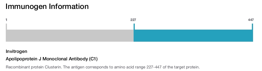 Apolipoprotein J Monoclonal Antibody (C1)